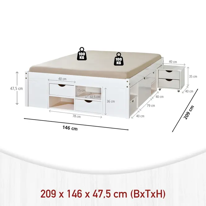 Posteľ 20900170 Till 140x200 Biela,3