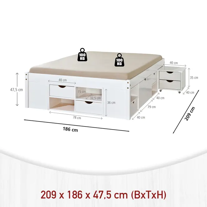 Posteľ 20900180 Till 180x200 Biela
