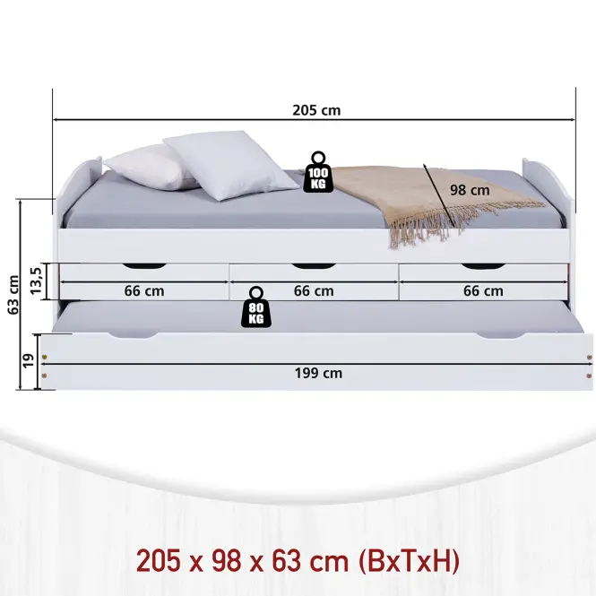 Posteľ 20900245 Ulli 90x200 Biela,4