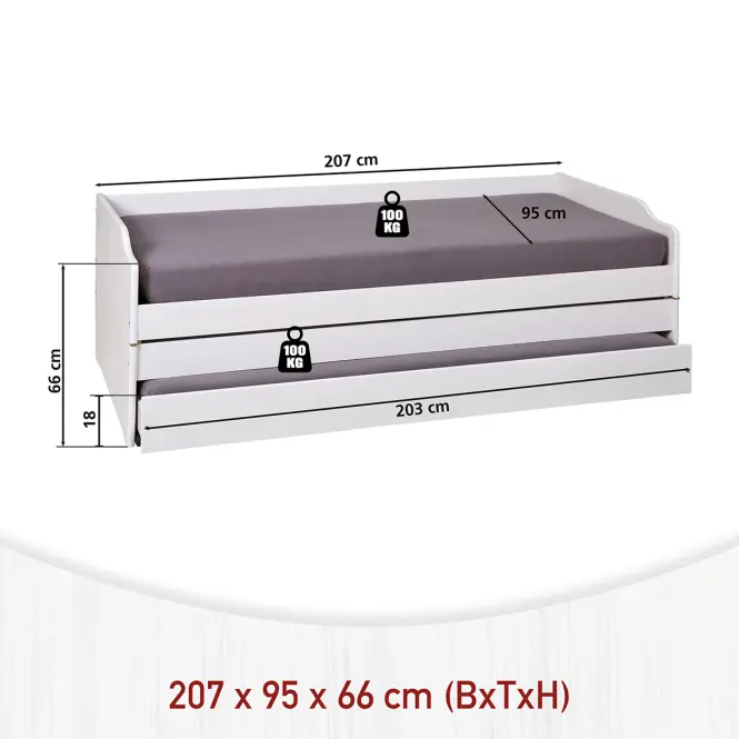Posteľ 20900257 Lotar 90x200 Biela