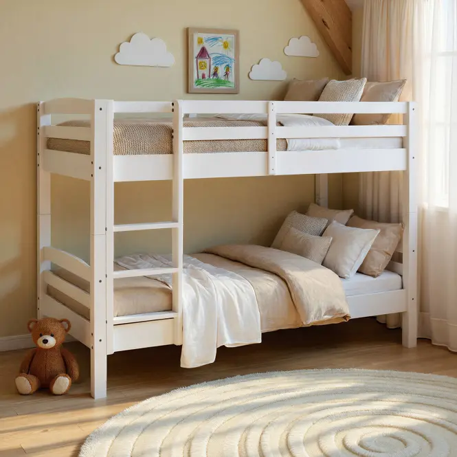 Poschodová Posteľ 20900260 Rick 90x190 Biela + Bariéry