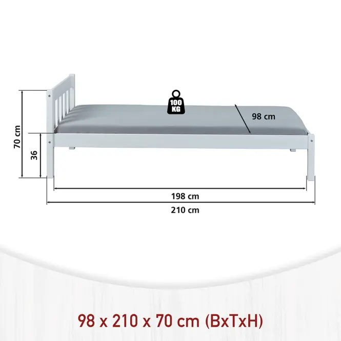 Posteľ 29040010 Vilmar 90x200  Biela,4