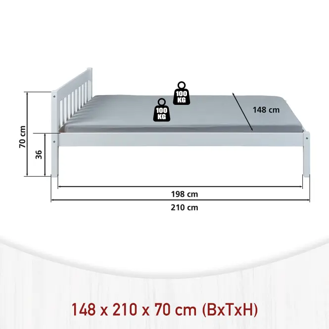 Posteľ 29040020 Vilmar 140x200 Biela,4