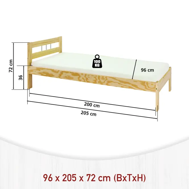 Posteľ 30400225 Jana 90x200 Prírodné,3