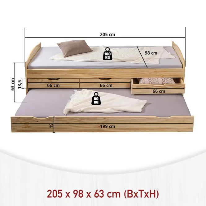 Posteľ 30500245 Marinella 90x200 +Zásuvka Prírodné