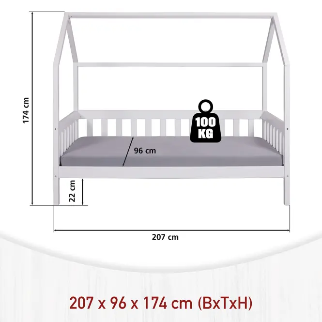Posteľ 40101080 Funky Housebed 90x200 Biela,4