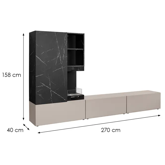 Obývacia Stena Gina Sgms Gn Clay Grey/Marble Black,4