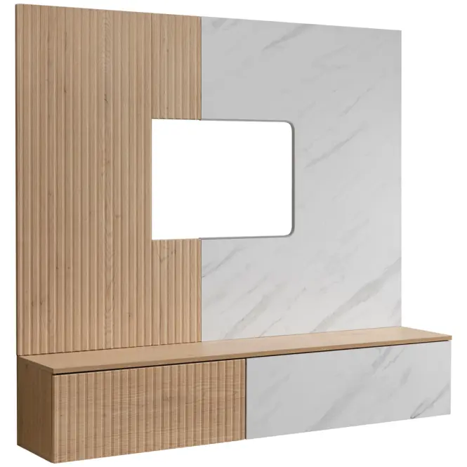 Obývacia Stena Noir I Dcmw Nr1 Cremona Oak/Marble White,3