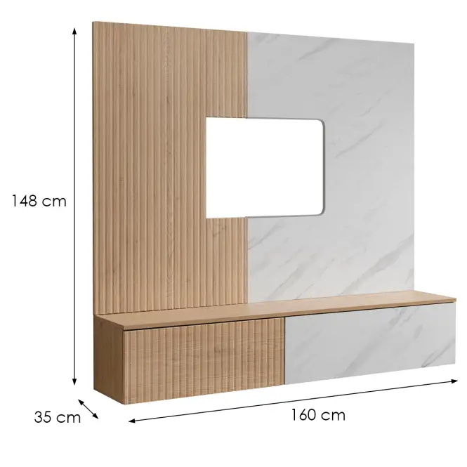Obývacia Stena Noir I Dcmw Nr1 Cremona Oak/Marble White