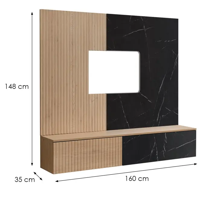 Obývacia Stena Noir I Dcms Nr1 Cremona Oak/Marble Black
