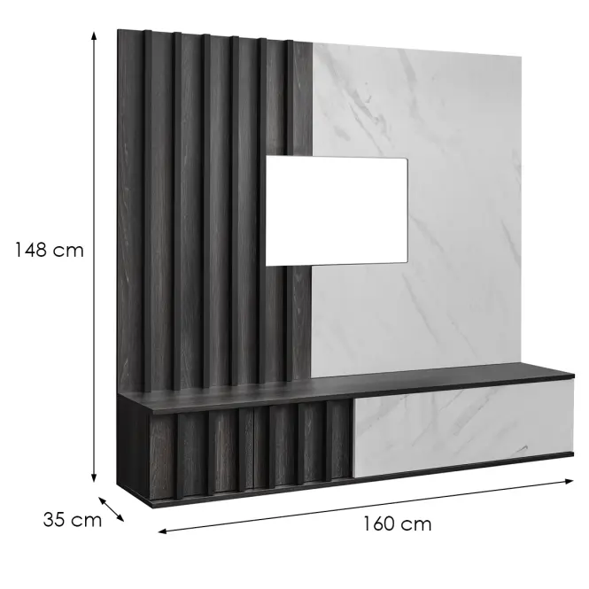 Obývacia Stena Noir Ii Dgmw Nr2 Grafit Oak/Marble Black