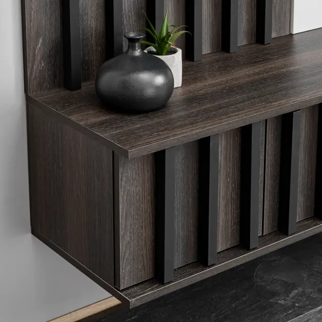 Obývacia Stena Noir Ii Dgmw Nr2 Grafit Oak/Marble Black