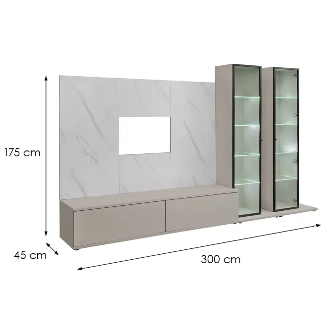 Obývacia Stena Glam Ii Ccmw Gl3 Kašmír/Marble Bianco,4