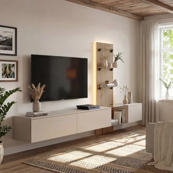 Obývacia Stena Luzz Sgce Lz Clay Grey/Coast Evoke Oak