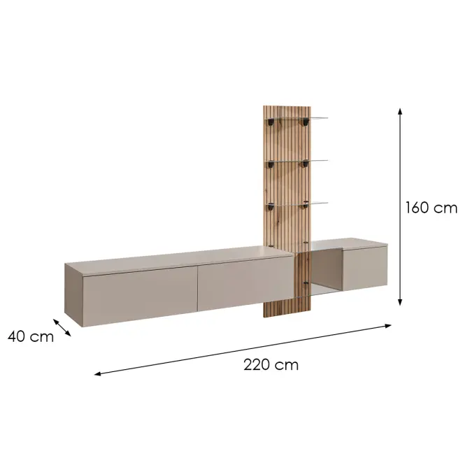 Obývacia Stena Luzz Sgce Lz Clay Grey/Coast Evoke Oak
