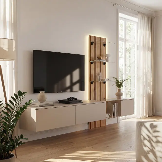 Obývacia Stena Luzz Sgce Lz Clay Grey/Coast Evoke Oak