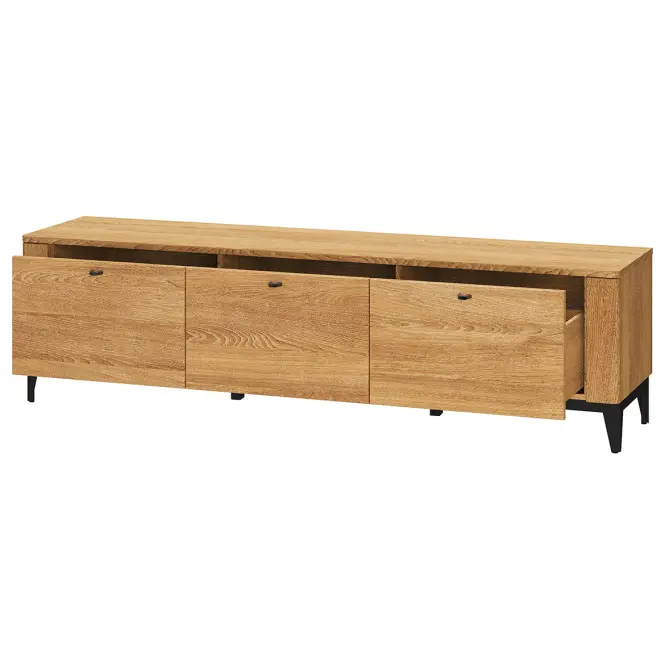 Tv Stolík Porto 25 3s Masívny Zlatý Dub Olej/Matná Čierna,3