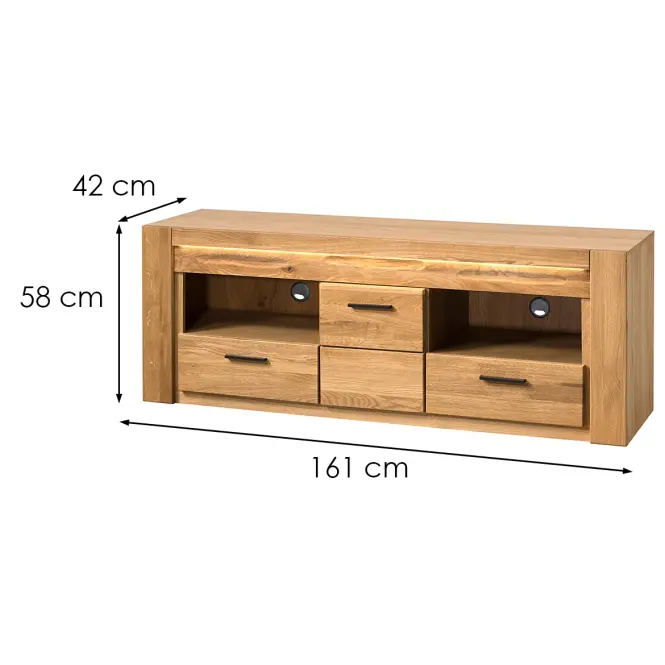 Tv Stolík Velvet 25 1d 2s Masívny Dub Prírodný Olej,2