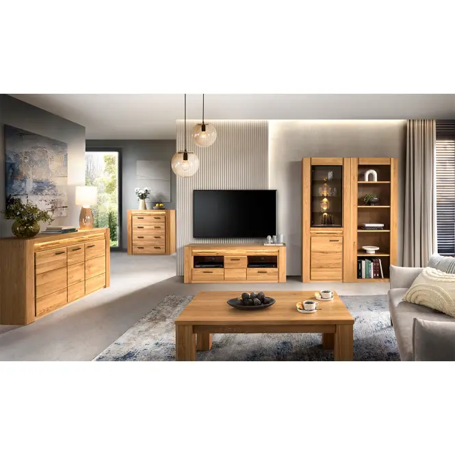 Vitrína Velvet 10 2d L Masívny Dub Prírodný Olej