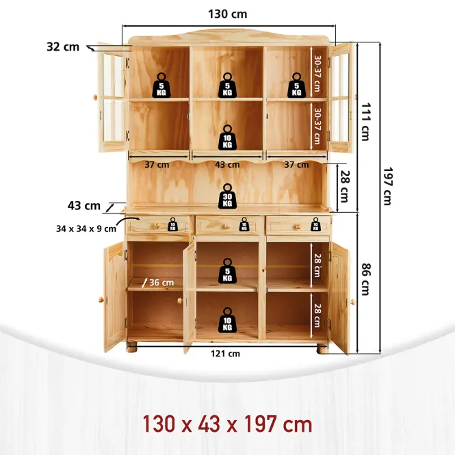Skriňa 30500020 Toscana Prírodný lak z borovice