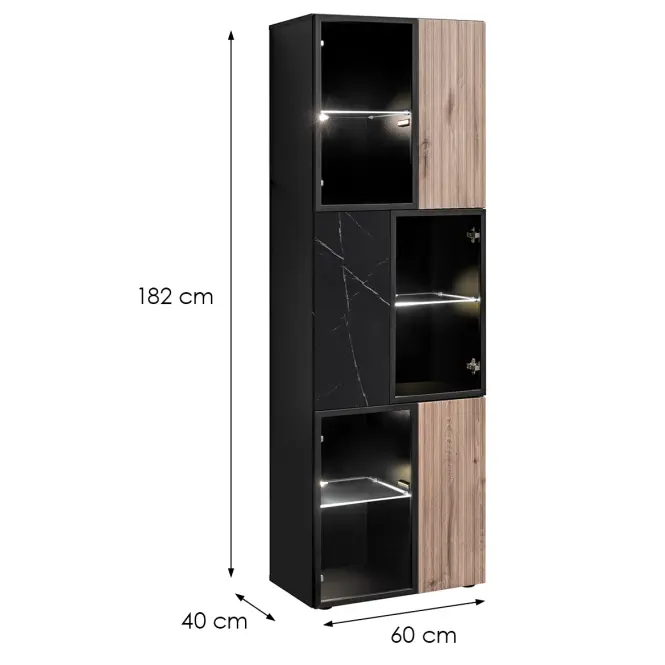 Vitrína Cannes Zmwdv Cs Wsw Black/Viking/Marble Black,2