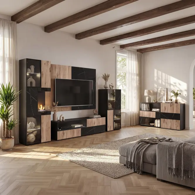 Vitrína Cannes Zmwdv Cs Wsw Black/Viking/Marble Black