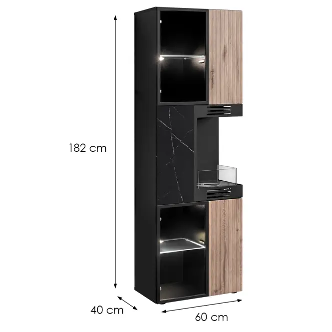 Vitrína Cannes Cs Wsw-K Black/Viking/Marble Black