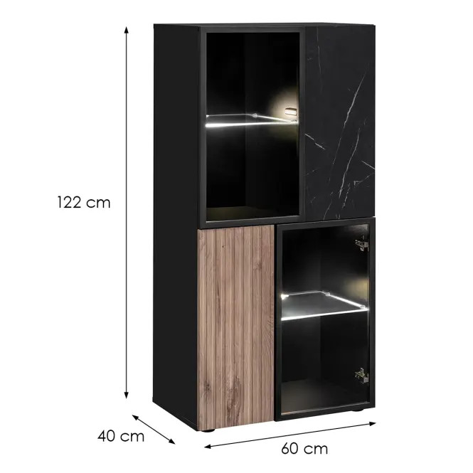 Vitrína Cannes Zmwdv Cs Wsn Black/Viking/Marble Black