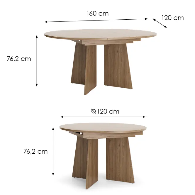 Rozkladací stôl AU9 Aurena 120/160 orech/kašmír,2