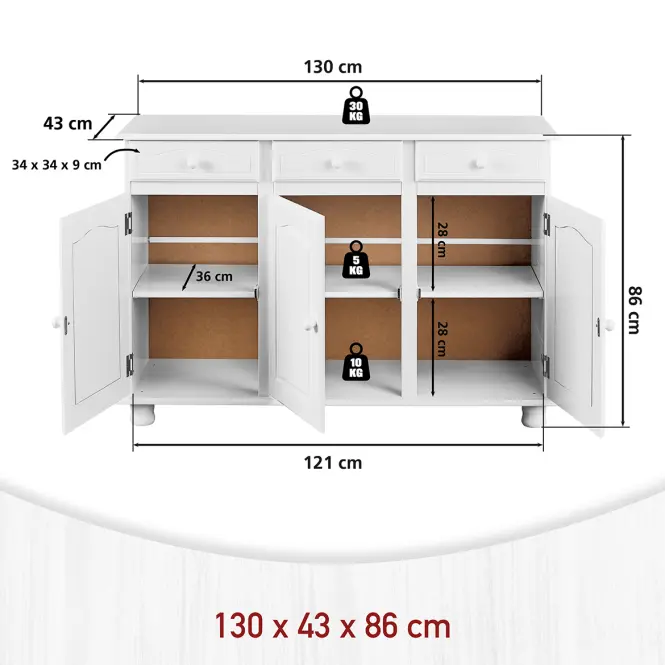 Komoda 20900810 Livio 3d3s Biela borovica,3