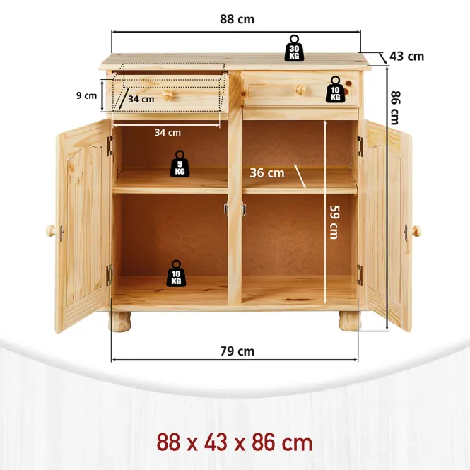 Komoda 30500000 Pamina 2d Prírodné,3