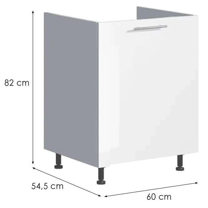 Kuchynská skrinka Emilia D60 ZL biela/biela lesk HG,2