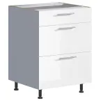 Kuchynská skrinka Emilia D60 3SZ biela/biela lesk HG