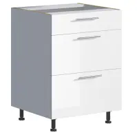 Kuchynská skrinka Emilia D60 3SZ biela/biela lesk HG