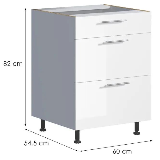 Kuchynská skrinka Emilia D60 3SZ biela/biela lesk HG,2