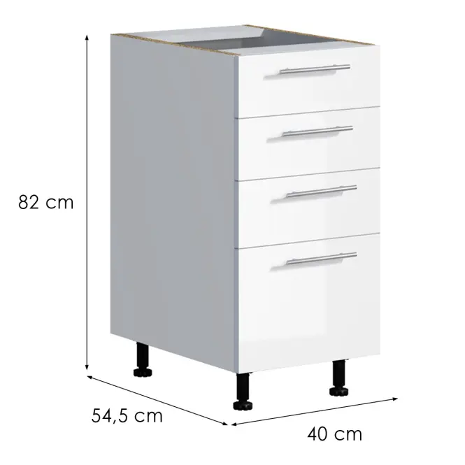 Kuchynská skrinka Emilia D40 4SZ biela/biela lesk HG,2