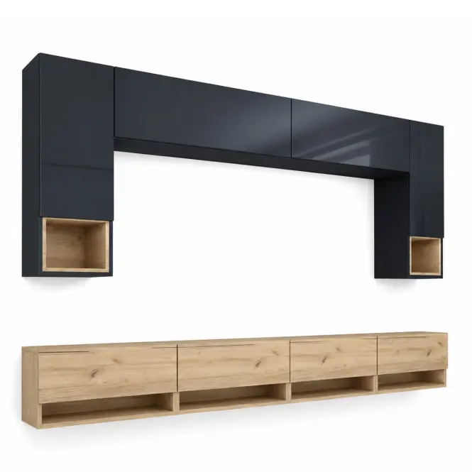 Obývacia Stena Izumi 280 Iii Čierny Lesk/Artisan,2