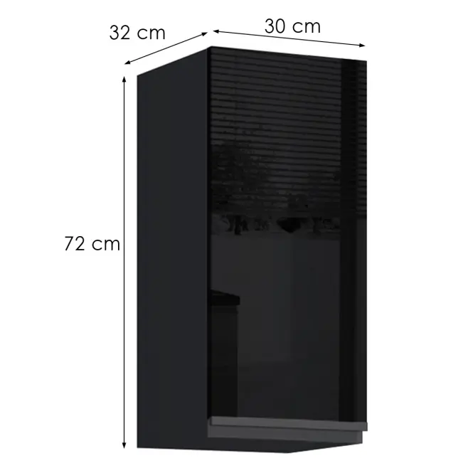 Kuchynská skrinka Brick G30 čierna/čierna lesk HG,2