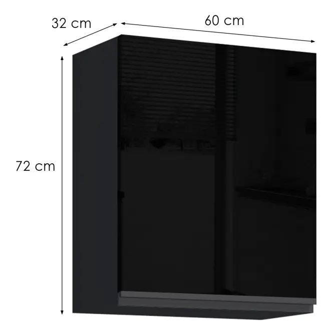 Kuchynská skrinka Brick G60 čierna/čierna lesk HG,2