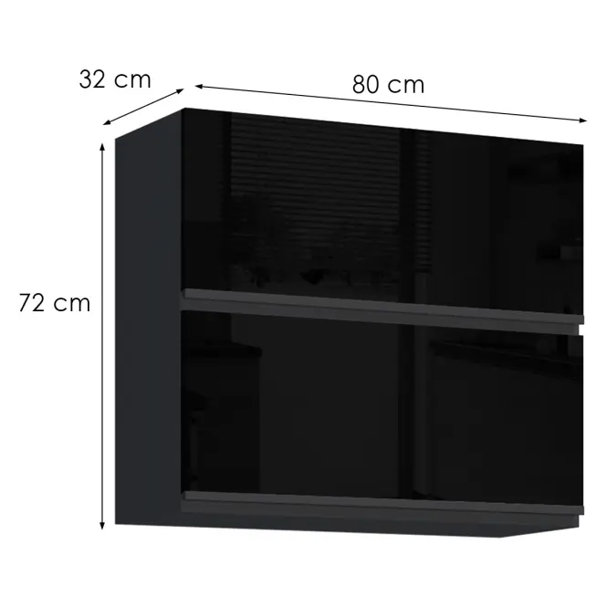 Kuchynská skrinka Brick G80U čierna/čierna lesk HG,2
