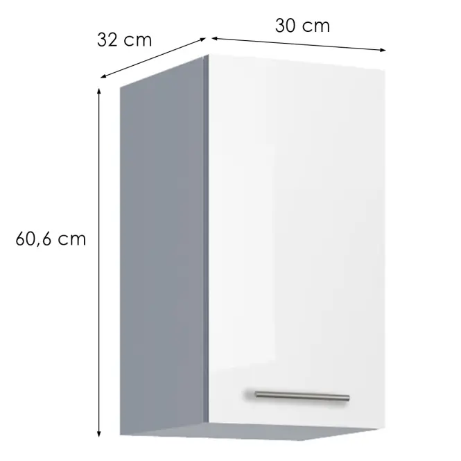 Kuchynská skrinka Emilia G30 biela/biela lesk HG,2