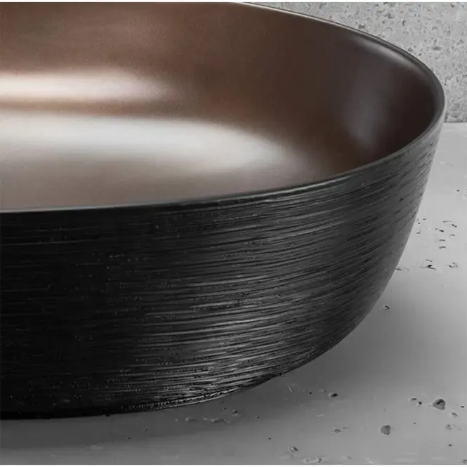 Umývadlo Cleo 61 black brush/copper - na dosku