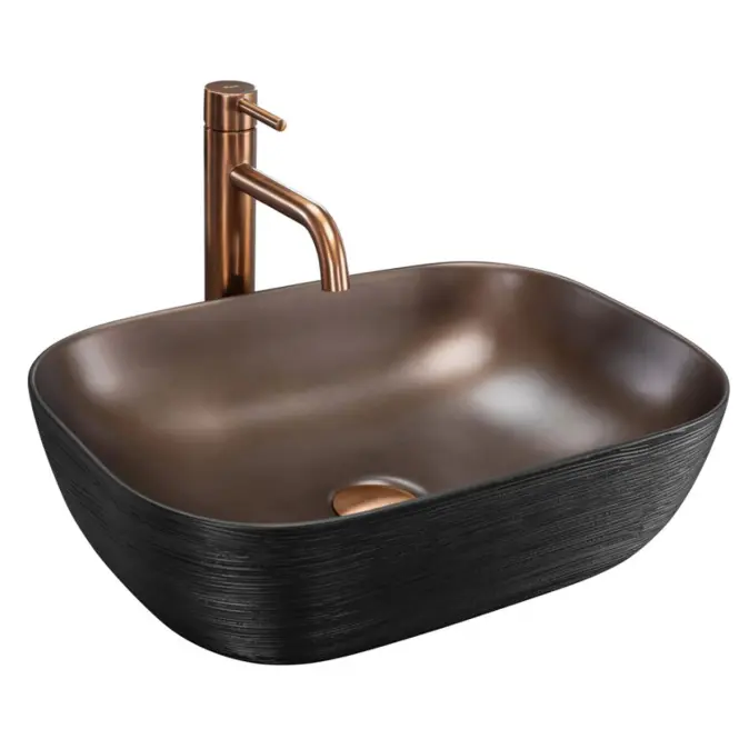Umývadlo Belinda black brush/copper - na dosku