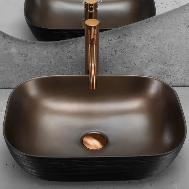 Umývadlo Belinda black brush/copper - na dosku,3