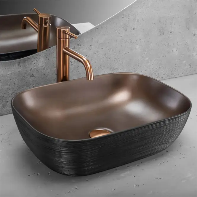 Umývadlo Belinda black brush/copper - na dosku,4