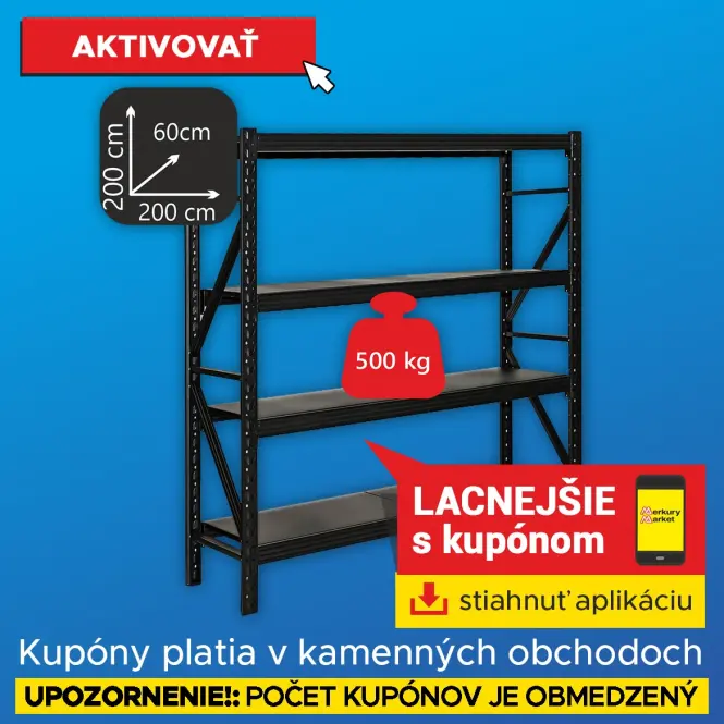 Skladový regál Strong 200x200x60 cm 4 police/500 kg (SK)