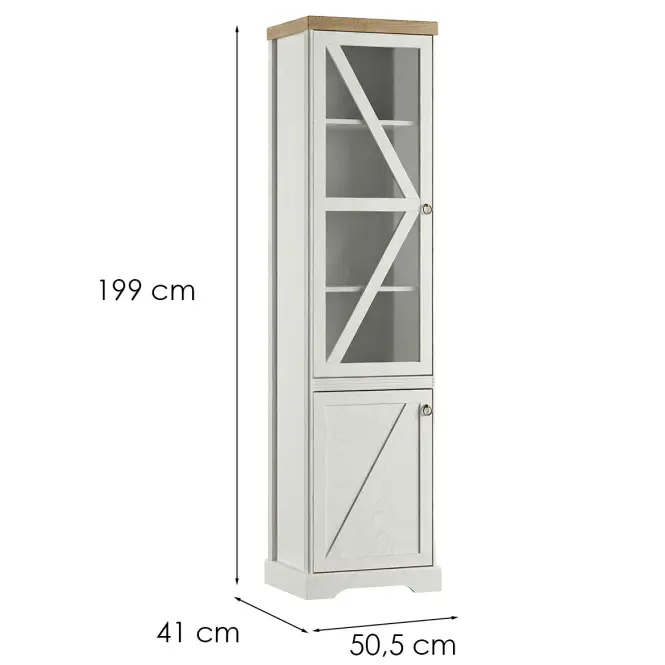 Vitrína Barn W1d  Biela Opal-Cremona,2