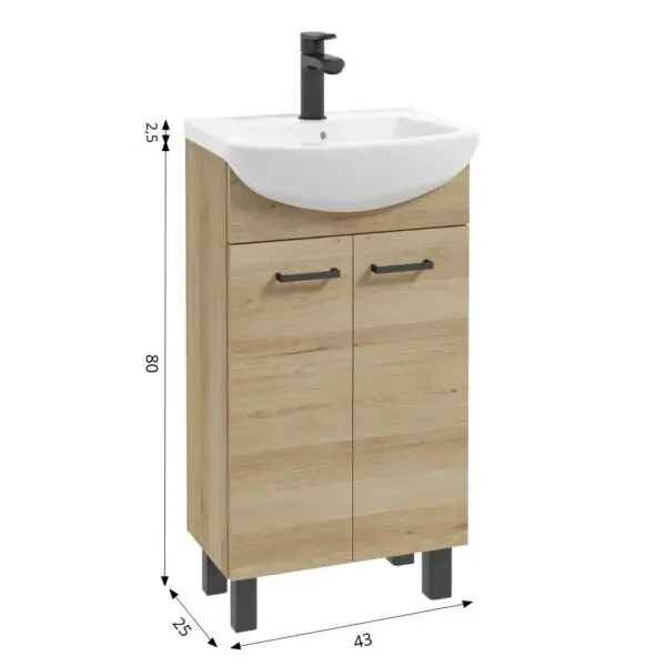 Kúpeľňová skrinka s umývadlom Novelty 45 cm hľuzovkový buk,2