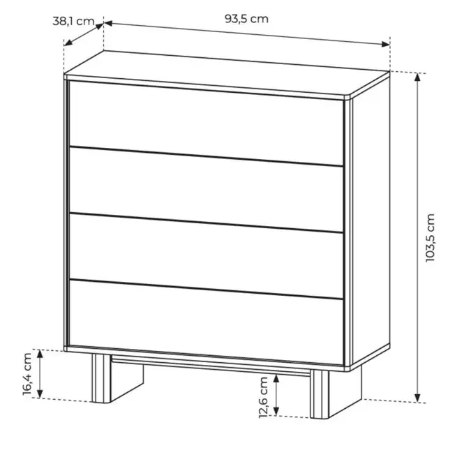 Komoda Nabu C 93 4s Dub naolejovaný