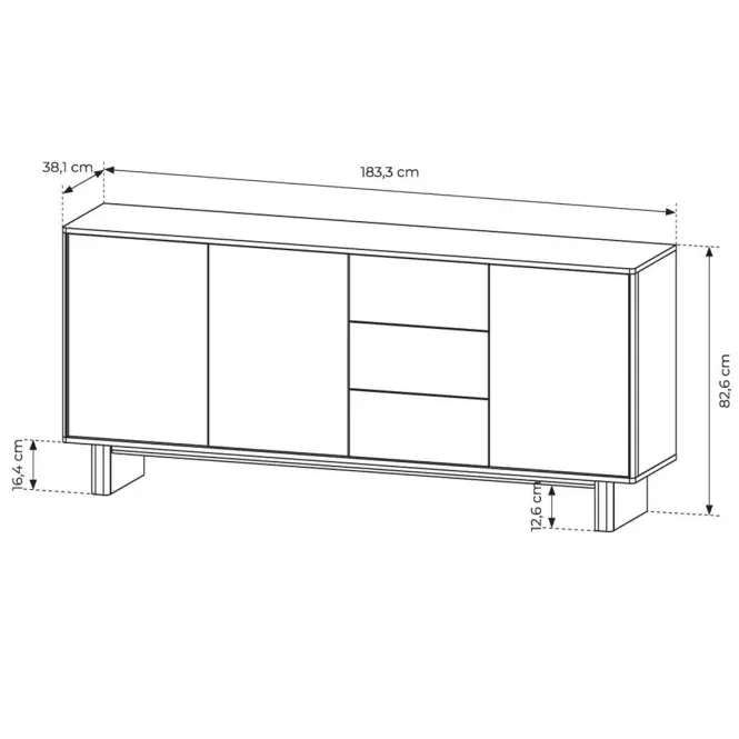 Komoda Nabu D 183 3d3s Dub naolejovaný,3